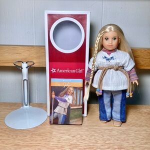 American Girl Julie MINI 6” Doll with Box, “Meet Julie” Mini Book & Doll Stand